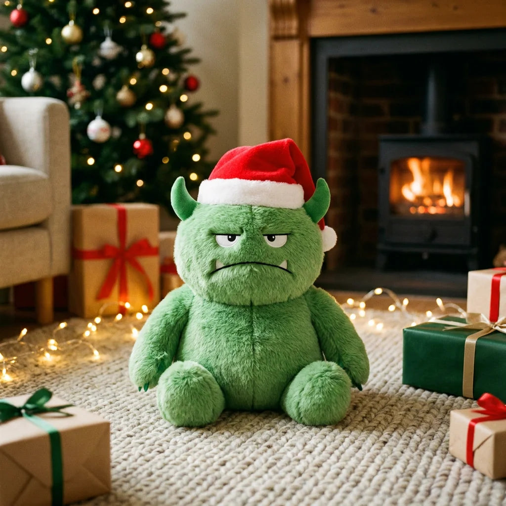Grumpy Green Holiday Monster Plush Lifestyle Shot
